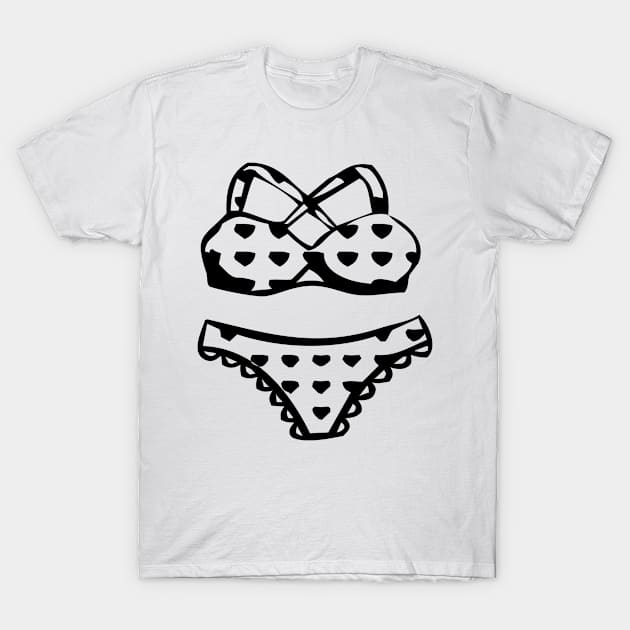 The cute kawaii Bikini swimsuit design in BLACK - swimsuit design T-Shirt by iskybibblle